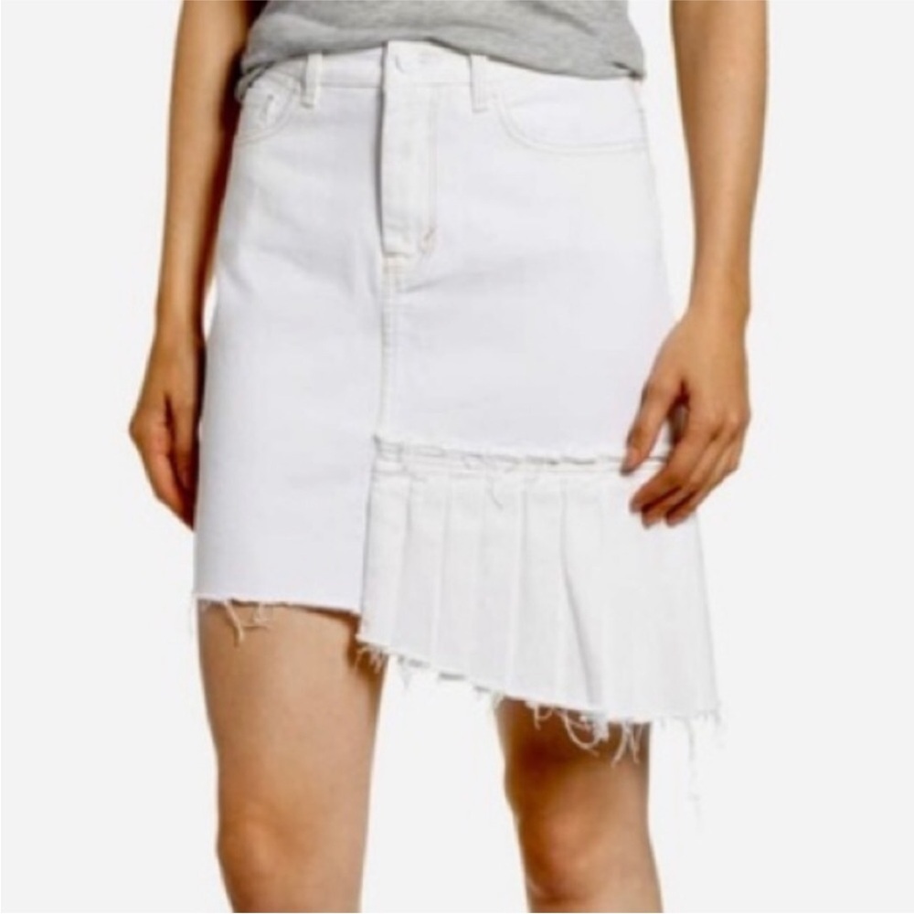 Habitual Corrinna Asymmetrical Pleated Denim Skirt Sz 31 White Casual Lagenlook